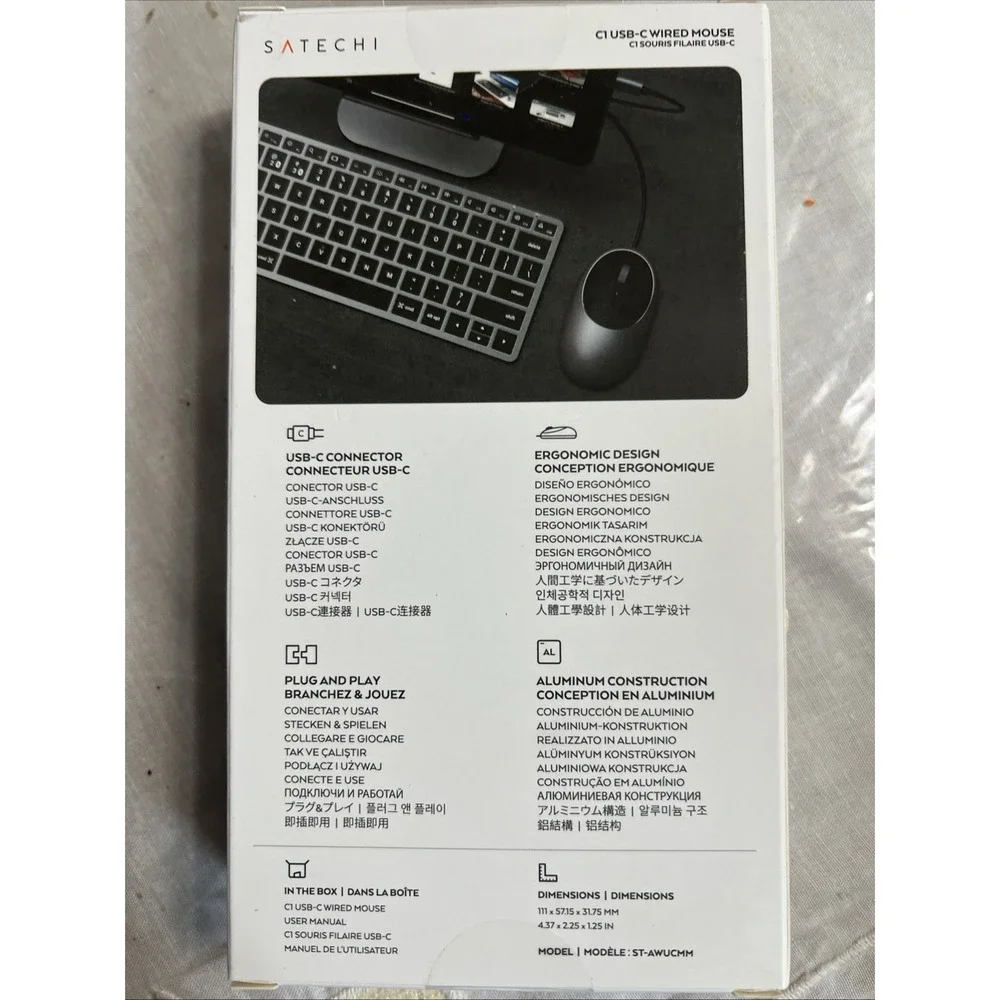 Satechi Aluminum‎ C1 USB C Wired Mouse Optical Computer Mouse